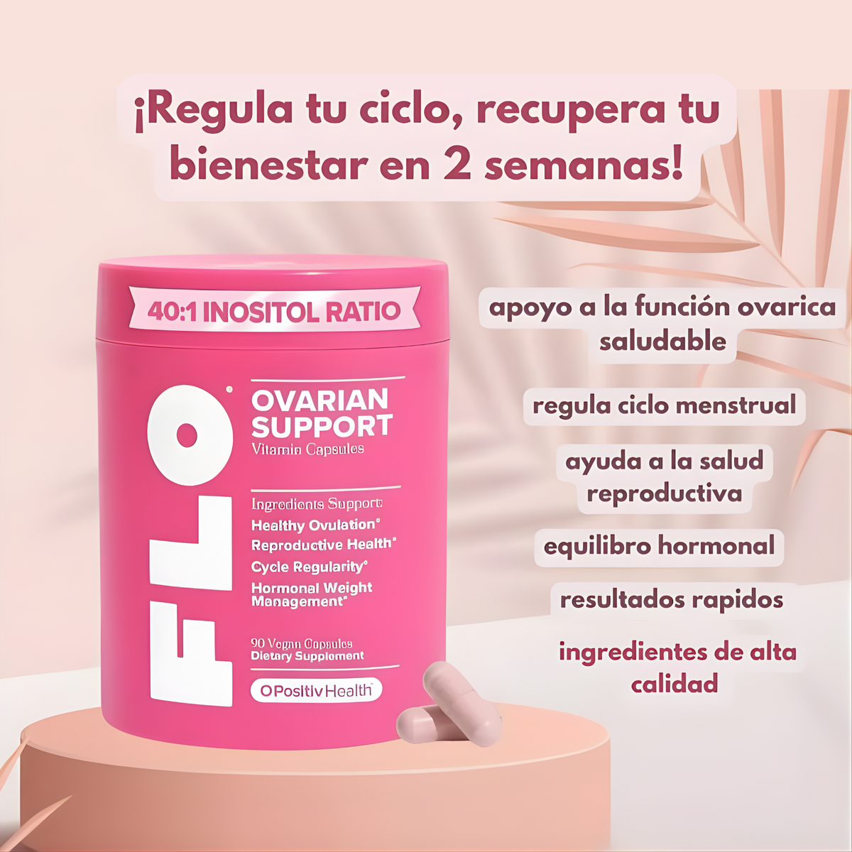 FLO Ovarian Support – Equilibrio Hormonal | 90 Cápsulas Veganas