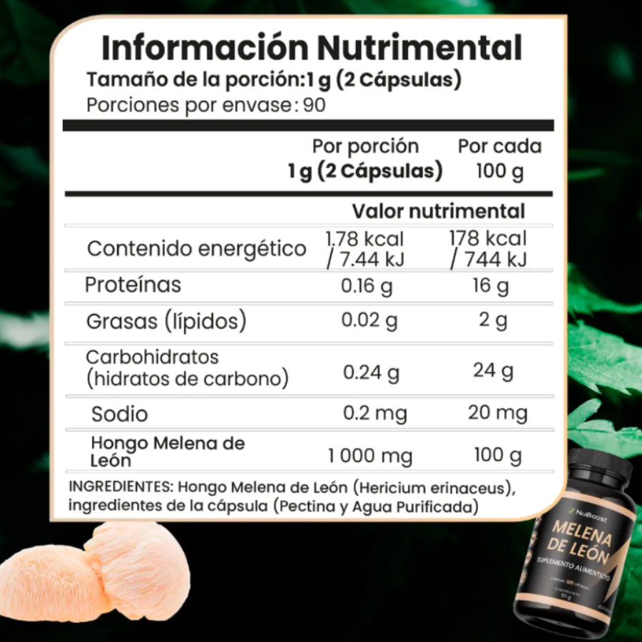 Suplemento Melena de Leon 180 Capsulas