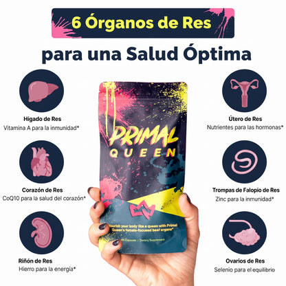 Primal Queen – Suplemento Femenino | 60 Cápsulas de Órganos de Res