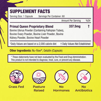 Primal Queen – Suplemento Femenino | 60 Cápsulas de Órganos de Res