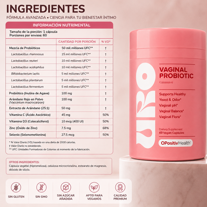URO Vaginal Probiotic – Equilibrio Íntimo | 60 Cápsulas Veganas