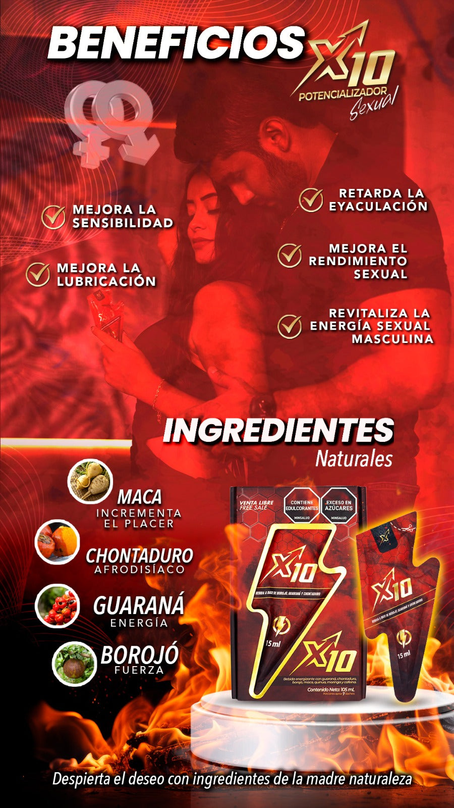 X10 Suplemento Íntimo Premium - Para Hombres y Mujeres | Bienestar Sexual